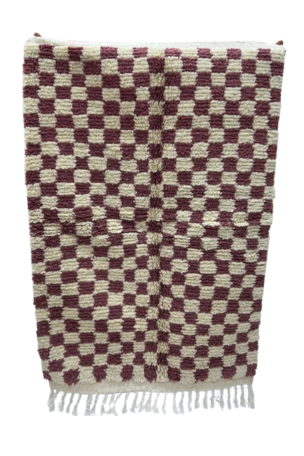 Handgemaakt Marokkaans Berber Tapijt – Checkerboard Rood & Crème (1,5M x 1M)