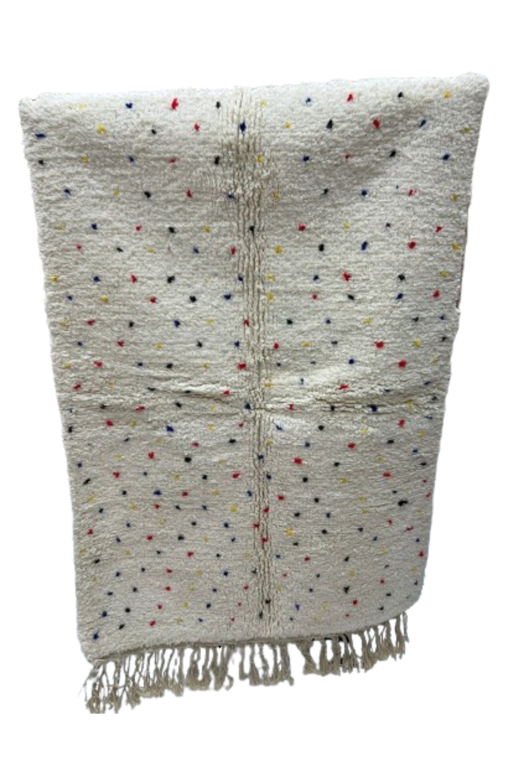 Handgemaakt Marokkaans Berber Tapijt – Wit met Kleurrijke Stipjes (1,5M x 1M)