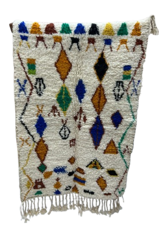 Marokkaans Azilal Tapijt – Handgemaakt Kleurrijk Berber Vloerkleed (1,5M x 1M)