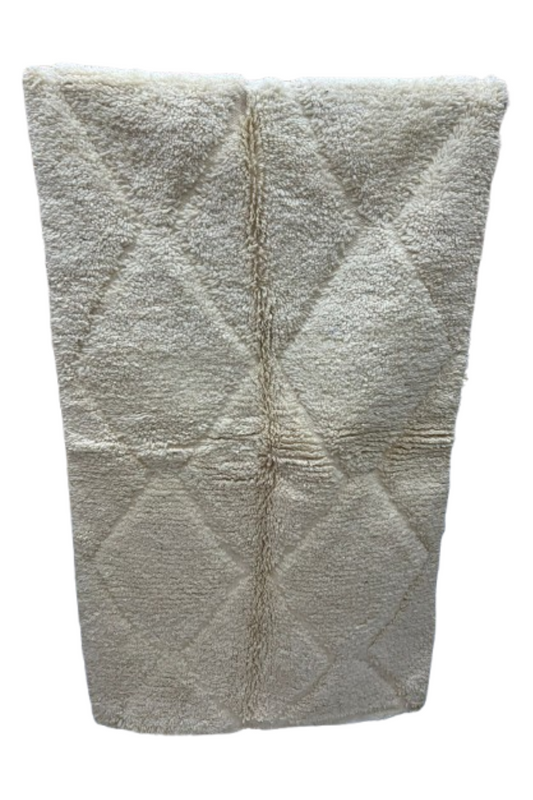 Marokkaans Beni Ourain Tapijt – Wol Vloerkleed met Subtiel Diamantpatroon (1,5M x 1M)