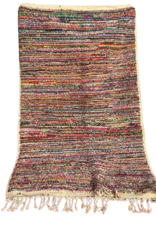 Marokkaans Boucherouite Tapijt – Handgemaakt Gestreept Kleurrijk Vloerkleed (2,5M x 1,6M)