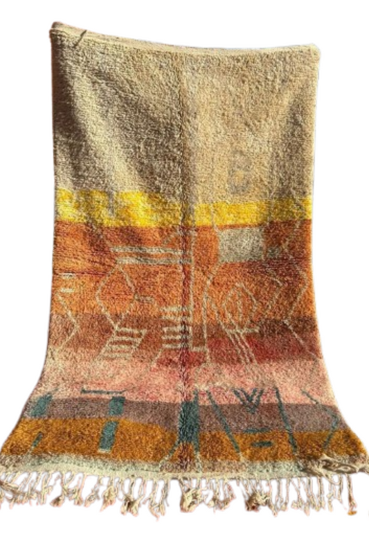 Marokkaans Berber Tapijt – Handgemaakt Aardetinten Vloerkleed met Symbolisch Patroon (2,5M x 1,5M)